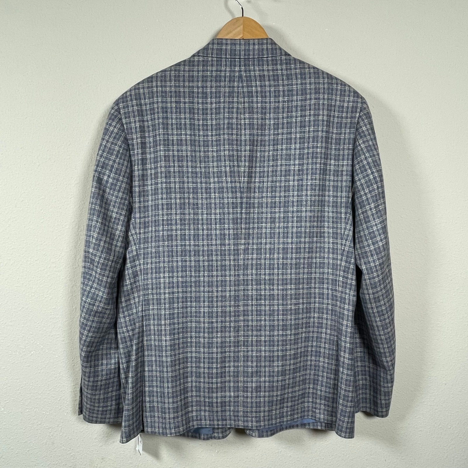 Nwt Thom Hudson Silk Wool Blend Sport Coat Mens 46r Blue Tan Plaid Blazer Preppy — image 8 of 8